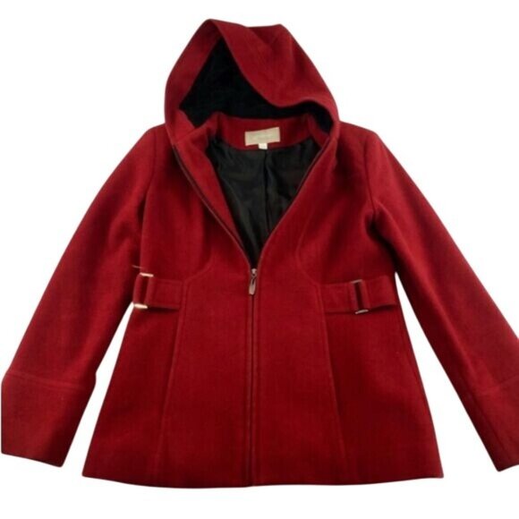 Croft & Barrow Womens Red Wool Blend Hooded Jacket M - Picture 1 of 7